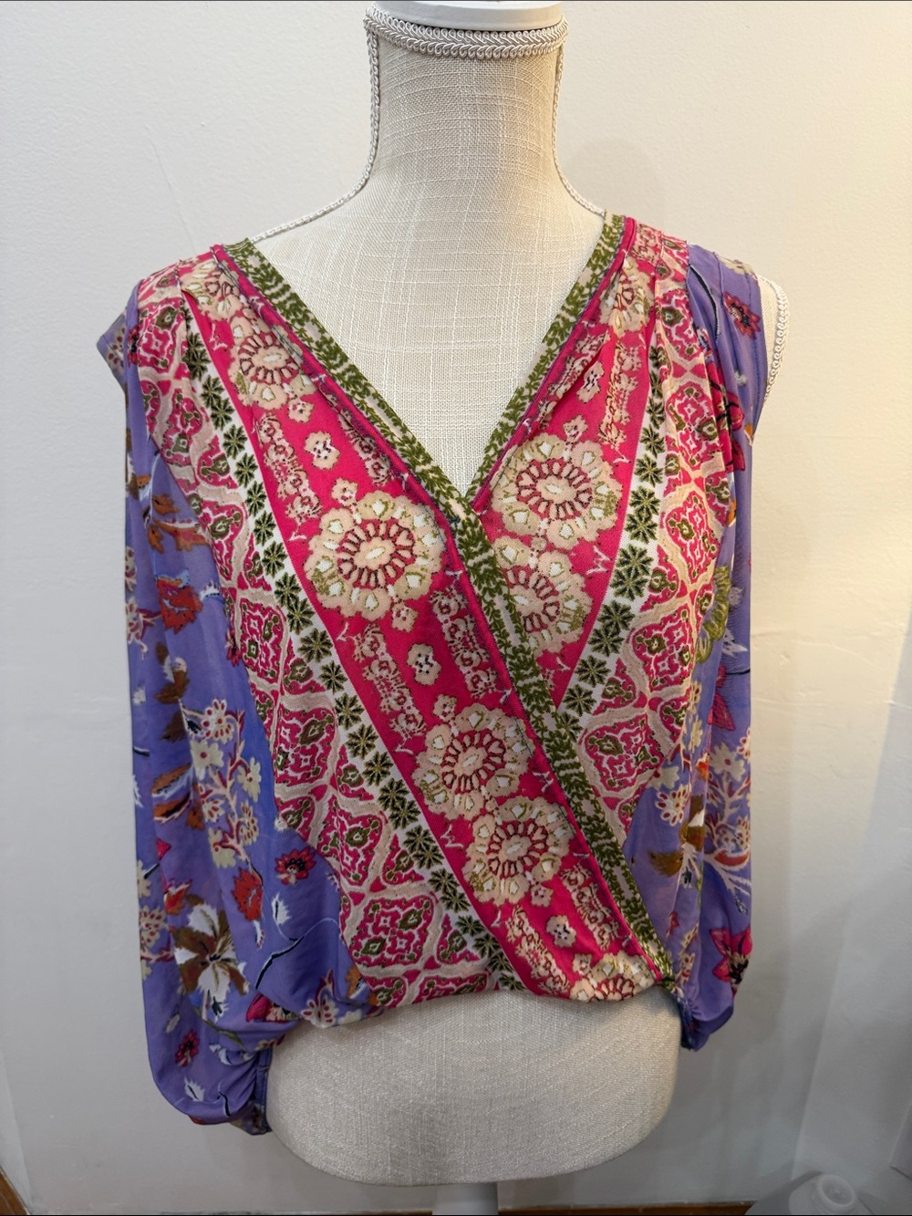FREE PEOPLE Havana Mesh Surplice Top